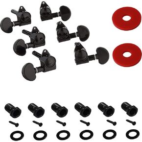 YMC TP20 سلسلة 6 قطع أجزاء الغيتار 3 يسار 3 رؤوس آلة يمين مقابض سلسلة الغيتار ضبط أوتاد رأس الآلة للجيتار الكهربائي أو الصوتي مع 2 قطعة أقفال حزام، أسود in Kuwait