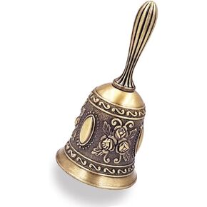 Hourwof Hand Bell,Metal Dinner Bell Decorative Wedding Bells Service Bell Call Bell Christmas Bell,Bronze