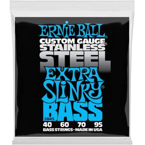 Ernie Ball Extra Slinky Stainless Steel Bass Guitar Strings, 40-95 Gauge (P02845)