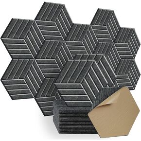 SHJADE Hexagon Acoustic Panels Self-Adhesive, 12 Pack 14" X 12" X 0.4" Sound Absorbing Panels, High Density Soundproofing Wedge Tiles(Light Sky Blue) in Kuwait