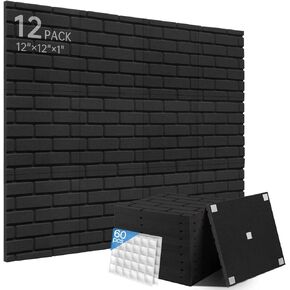 Self-adhesive Sound Proof Foam Panels 24 Pack Acoustic Panels High Density Soundproof Wall Panels Egg Crate Sound Panels Noise Absorption and Echo Reduction for Home Studio 1" X 12" X 12" in Kuwait