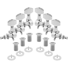 Jersvimc 6pcs Silver Guitar Tuners, 6 Inline Locking Tuners Acoustic Guitar tuning Pegs Electric Guitar Tuning Keys Guitar Machine Heads for Tele Style Stratocaster