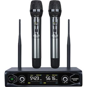 ميكروفون لاسلكي UHF من باوليش، نظام ميكروفون لاسلكي محمول متعدد القنوات للكاريوكي المنزلي والاجتماعات والحفلات والكنيسة والدي جيه وحفلات الزفاف 542.30mhz-561.60mhz 30 تردد قابل للتعديل BL-82 in Kuwait