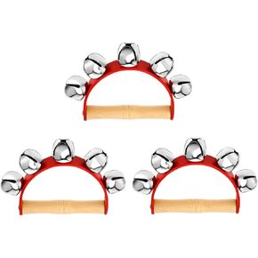 3 Pieces Christmas Handheld Sleigh Bells Christmas Bells Music Bell Musical Instrument Wooden Handle Bells Christmas Valentine Day Crafts Decoration (5 Bells) Royal Black in Saudi Arabia