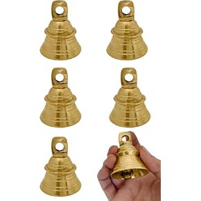 Genieland 6 Pc Set of Brass Bell with Hanging Loops Coaster Beach Decoration Item Vintage Style Indian Bell with Jingle Ring, Wedding Bell, Wedding Chimes DIY Craft Christmas Bell, Cow, Elephant Bell in Kuwait