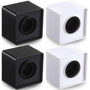 4 Pcs Microphone Flag Station Portable Square Cube Shaped Mic Flags ABS Foam Microphone Flag Microphone Accessories for Interview KTV Reporter Host (Black)