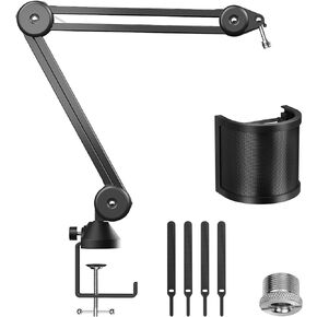 ذراع ميكروفون Blue Yeti، مكتب حامل TONOR Mic Microfono مع رافعة عالية لـ HyperX Shure Rode Razer Elgato، قابل للتعديل بالكامل مثالي للبودكاست، والبث، والألعاب، والمكتب المنزلي، والتسجيل T50
