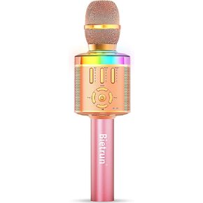 بيترون ميكروفون كاريوكي بلوتوث للبالغين والاطفال مع 4 اصوات سحرية وصدى، ميكروفون لاسلكي ديناميكي محمول لاسلكي قابل لاعادة الشحن مع مكبر صوت، ضوء RGB، وقت عمل 8 ساعات، AUX، TF in Kuwait