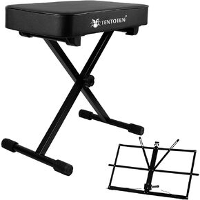 مقعد بيانو من تشاتشازو، مقعد بيانو قابل للتعديل، كرسي بيانو قابل للطي، كرسي بيانو إسفنجي مبطن عالي الكثافة بسمك 2.9 انش مع حامل موسيقي in Kuwait