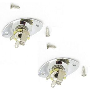 Thick Oval Dented Electric Guitar Jack Output Plate Socket Jackplate, Chrome(Pack of 2)