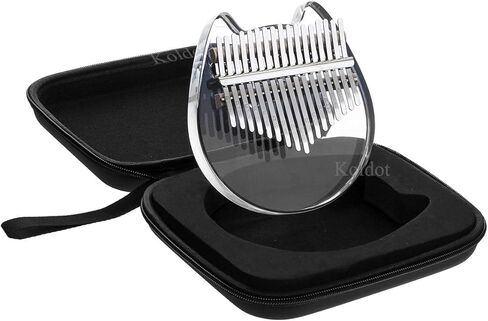 Koldot Clear Kalimba 17 Keys Engraved With Notes Cat Shaped Thumb Piano Solid Finger Piano Clear Body Cute Crystal Acrylic Kalimba With Tuning Hammer Hard Case Gifts for Kids Adult Beginners in Kuwait