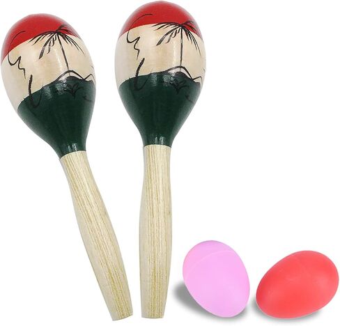 ماراكاس، رومبا شيكر مع 2 شيكر بيض للبالغين - آلة موسيقية إيقاعية يدوية (ملونة) in Kuwait