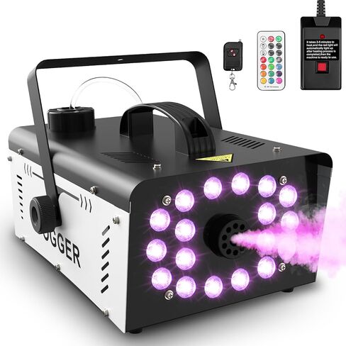 Dibaful 1200W Smoke Machine Fog Machine with 18 RGB Lights for Party, 6000 CFM, Remote Control, Perfect for Halloween, Wedding, Christmas, Stage and Effect, Smoke Bombs for Photography in Kuwait