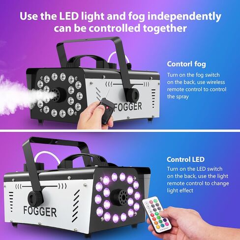 Dibaful 1200W Smoke Machine Fog Machine with 18 RGB Lights for Party, 6000 CFM, Remote Control, Perfect for Halloween, Wedding, Christmas, Stage and Effect, Smoke Bombs for Photography in Kuwait