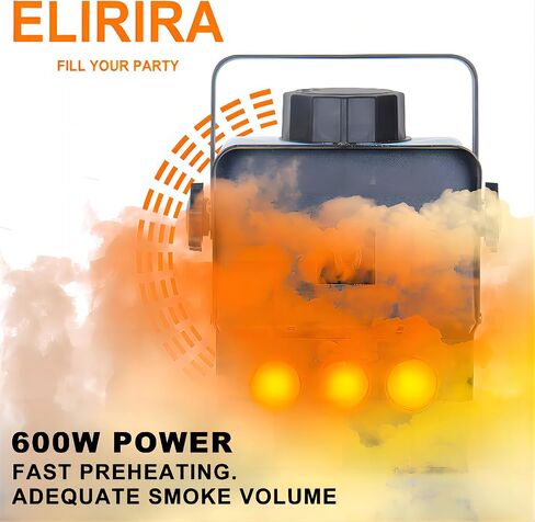ELIRIRA آلة الضباب آلة الدخان حافظة معدنية LED ضوء 600W و3500CFM ضباب مع جهاز تحكم عن بعد لاسلكي وسلكي لأعياد الميلاد وحفلات الزفاف والهالوين DJ وتأثير المسرح مع حماية آمنة in Saudi Arabia