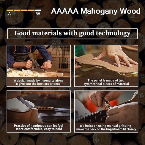 Everjoys Soprano Ukulele Mahogany 21 inch - Professional Wooden Ukelele Instrument Kit With Gig Bag Strap Picks Strings Free Online Lessons All in One Kit in Kuwait