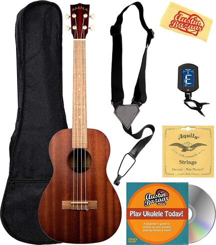 حزمة Kala MK-T Makala Tenor Ukulele مع حقيبة Gig، موالف، حزام، سلاسل Aquila، دروس عبر الإنترنت، DVD تعليمي Austin Bazaar، وقماش تلميع in Kuwait