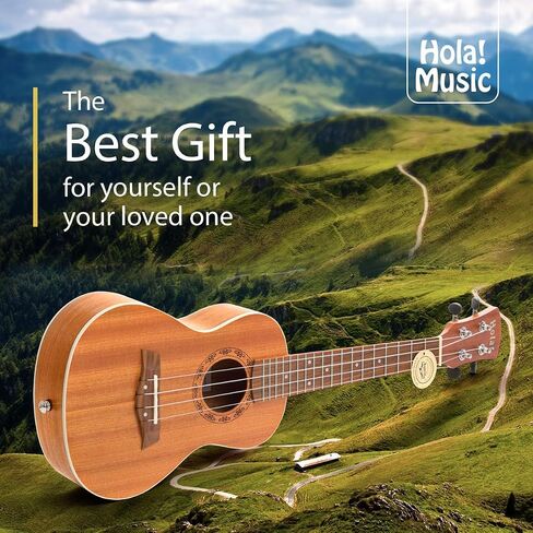 Concert Ukulele Bundle - LEFT HANDED, Deluxe Series by Hola! Music (Model HM-124LFT+), Bundle Includes: 24 Inch Mahogany Ukulele with Aquila Nylgut Strings Installed, Padded Gig Bag, Strap and Picks in Kuwait