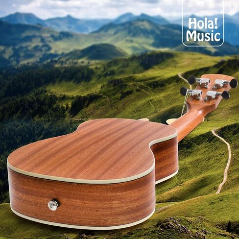 Concert Ukulele Bundle - LEFT HANDED, Deluxe Series by Hola! Music (Model HM-124LFT+), Bundle Includes: 24 Inch Mahogany Ukulele with Aquila Nylgut Strings Installed, Padded Gig Bag, Strap and Picks in Kuwait