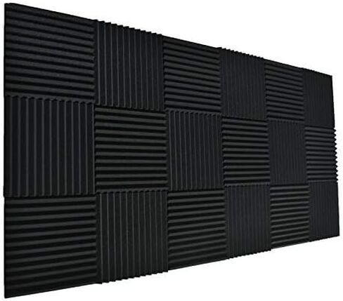 24 Pack Black 1" x 12" x 12" Acoustic Wedge Studio Foam Sound Absorption Wall Panels (12PACK BLUE+12APCK BLACK) in Kuwait