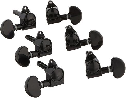 YMC TP20 سلسلة 6 قطع أجزاء الغيتار 3 يسار 3 رؤوس آلة يمين مقابض سلسلة الغيتار ضبط أوتاد رأس الآلة للجيتار الكهربائي أو الصوتي مع 2 قطعة أقفال حزام، أسود in Kuwait