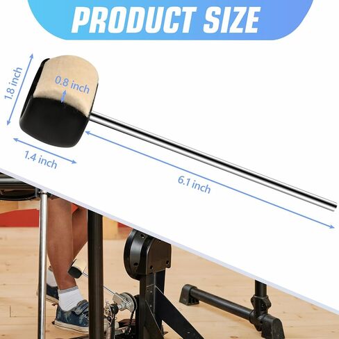 خافق طبلة الجهير من Tipatyard، مطرقة بدواسة طبلة الجهير مع رؤوس خافق من اللباد والبلاستيك وعمود من الفولاذ المقاوم للصدأ، تناسب معظم دواسات طبلة الجهير in Kuwait