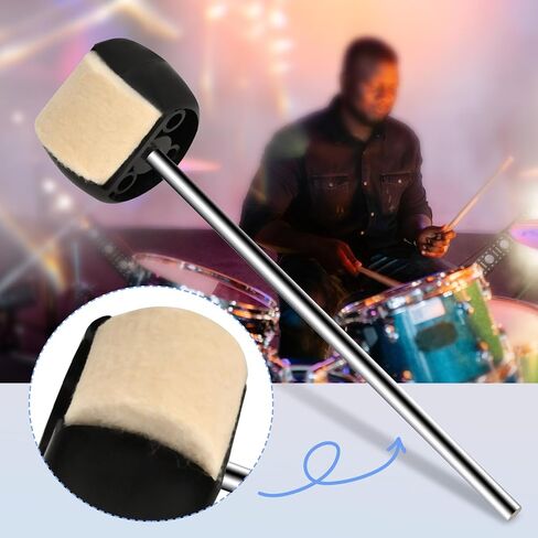 خافق طبلة الجهير من Tipatyard، مطرقة بدواسة طبلة الجهير مع رؤوس خافق من اللباد والبلاستيك وعمود من الفولاذ المقاوم للصدأ، تناسب معظم دواسات طبلة الجهير in Kuwait