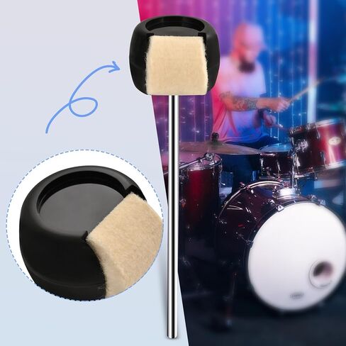 خافق طبلة الجهير من Tipatyard، مطرقة بدواسة طبلة الجهير مع رؤوس خافق من اللباد والبلاستيك وعمود من الفولاذ المقاوم للصدأ، تناسب معظم دواسات طبلة الجهير in Kuwait