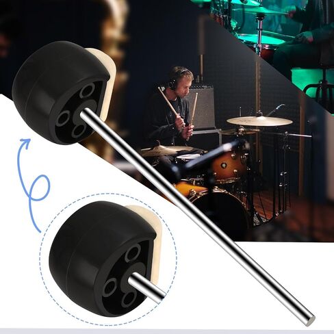 خافق طبلة الجهير من Tipatyard، مطرقة بدواسة طبلة الجهير مع رؤوس خافق من اللباد والبلاستيك وعمود من الفولاذ المقاوم للصدأ، تناسب معظم دواسات طبلة الجهير in Kuwait