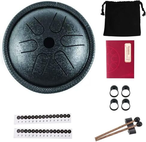 Yahpetes Worry-free Drum 5.5 Inch Steel Tongue Drum 6 Notes Musical Instruments Hand Drums with Handpan Drum with 1 Pair Mallets and Storage Drum Bag Note Sticks (Green) in Kuwait