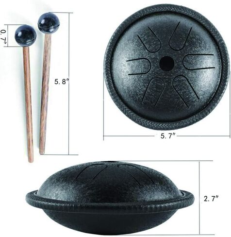 Yahpetes Worry-free Drum 5.5 Inch Steel Tongue Drum 6 Notes Musical Instruments Hand Drums with Handpan Drum with 1 Pair Mallets and Storage Drum Bag Note Sticks (Green) in Kuwait