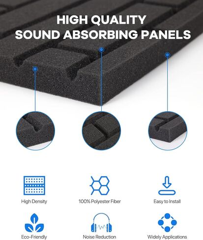 ألواح إسفنجية ذاتية اللصق مقاومة للصوت، 24 حزمة من الألواح الصوتية، ألواح حائط عازلة للصوت عالية الكثافة، لوحات صوتية لصناديق البيض، تمتص الضوضاء وتقلل الصدى للاستوديو المنزلي، 1 بوصة × 12 بوصة × 12 بوصة in Kuwait
