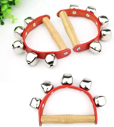 3 Pieces Christmas Handheld Sleigh Bells Christmas Bells Music Bell Musical Instrument Wooden Handle Bells Christmas Valentine Day Crafts Decoration (5 Bells) Royal Black in Saudi Arabia