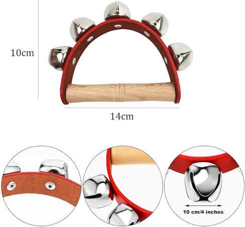 3 Pieces Christmas Handheld Sleigh Bells Christmas Bells Music Bell Musical Instrument Wooden Handle Bells Christmas Valentine Day Crafts Decoration (5 Bells) Royal Black in Saudi Arabia