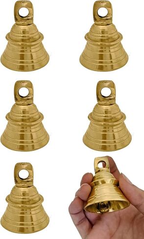 Genieland 6 Pc Set of Brass Bell with Hanging Loops Coaster Beach Decoration Item Vintage Style Indian Bell with Jingle Ring, Wedding Bell, Wedding Chimes DIY Craft Christmas Bell, Cow, Elephant Bell in Kuwait