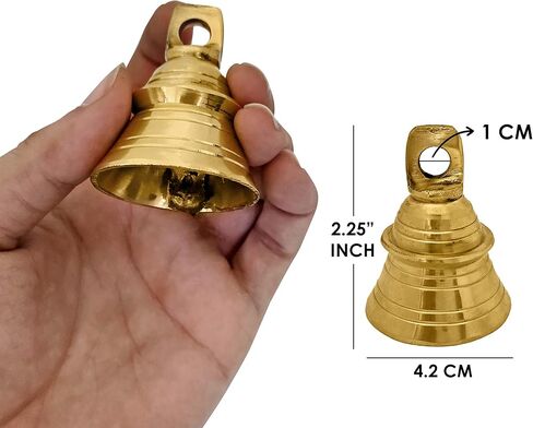 Genieland 6 Pc Set of Brass Bell with Hanging Loops Coaster Beach Decoration Item Vintage Style Indian Bell with Jingle Ring, Wedding Bell, Wedding Chimes DIY Craft Christmas Bell, Cow, Elephant Bell in Kuwait
