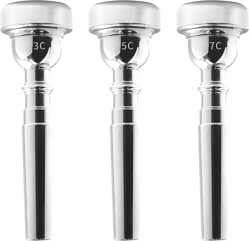 Biaundo Trumpet Mouthpiece, Silver Plated 7C Trumpet Mouthpiece Brass Mouthpiece Replacement Trumpet Accessories Instruments Mouthpiece for Beginners, Professional Players in Kuwait