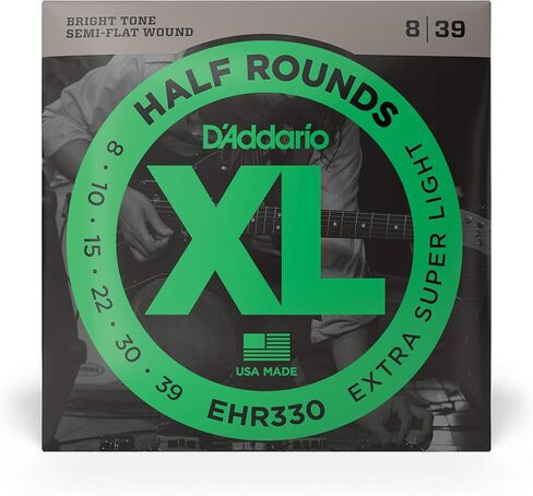 D'Addario Guitar Strings - XL Half Rounds Electric Guitar Strings - Semi-Flat Wound - Bright Tone, Smooth Feel, Reduced Finger Noise - EHR310 - Regular Light, 10-46 in Saudi Arabia