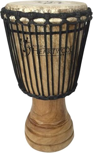 طبل دجيمبي افريقي منحوت يدويا - خشب صلب، جلد الماعز - ام ايه in Kuwait