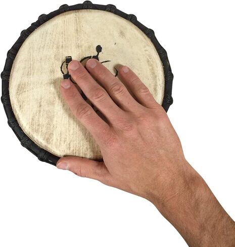 طبل دجيمبي افريقي منحوت يدويا - خشب صلب، جلد الماعز - ام ايه in Kuwait