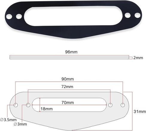 حلقة تثبيت لاقط رقبة الجيتار من Rubatone مع براغي متوافقة مع التقاطات لفائف واحدة من Fender Strat Stratocaster باللون الأسود. in Kuwait