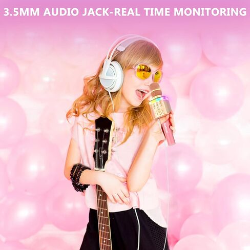 بيترون ميكروفون كاريوكي بلوتوث للبالغين والاطفال مع 4 اصوات سحرية وصدى، ميكروفون لاسلكي ديناميكي محمول لاسلكي قابل لاعادة الشحن مع مكبر صوت، ضوء RGB، وقت عمل 8 ساعات، AUX، TF in Kuwait