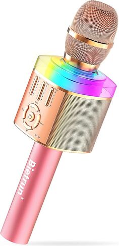 بيترون ميكروفون كاريوكي بلوتوث للبالغين والاطفال مع 4 اصوات سحرية وصدى، ميكروفون لاسلكي ديناميكي محمول لاسلكي قابل لاعادة الشحن مع مكبر صوت، ضوء RGB، وقت عمل 8 ساعات، AUX، TF in Kuwait