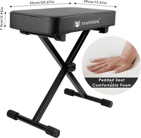 مقعد بيانو من تشاتشازو، مقعد بيانو قابل للتعديل، كرسي بيانو قابل للطي، كرسي بيانو إسفنجي مبطن عالي الكثافة بسمك 2.9 انش مع حامل موسيقي in Kuwait