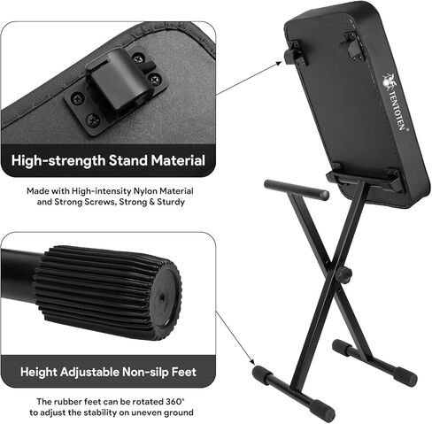 مقعد بيانو من تشاتشازو، مقعد بيانو قابل للتعديل، كرسي بيانو قابل للطي، كرسي بيانو إسفنجي مبطن عالي الكثافة بسمك 2.9 انش مع حامل موسيقي in Kuwait