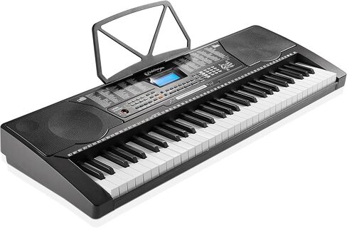 Ashthorpe 61-Key Digital Electronic Keyboard Piano مع مفاتيح كاملة الحجم للمبتدئين، تتضمن سماعات الرأس والميكروفون وملصقات الكلمات الرئيسية in Kuwait