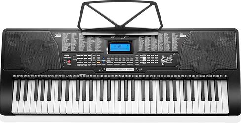 Ashthorpe 61-Key Digital Electronic Keyboard Piano مع مفاتيح كاملة الحجم للمبتدئين، تتضمن سماعات الرأس والميكروفون وملصقات الكلمات الرئيسية in Kuwait