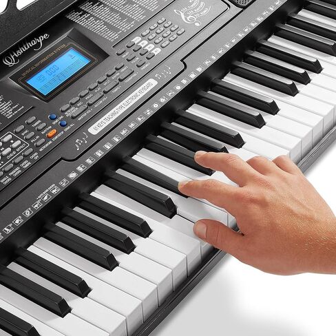 Ashthorpe 61-Key Digital Electronic Keyboard Piano مع مفاتيح كاملة الحجم للمبتدئين، تتضمن سماعات الرأس والميكروفون وملصقات الكلمات الرئيسية in Kuwait