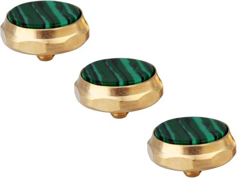 Jiayouy 3Pcs Trumpet Valve Finger Buttons Musical Instruments Accessories Gold with Green Texture Inlay in Saudi Arabia