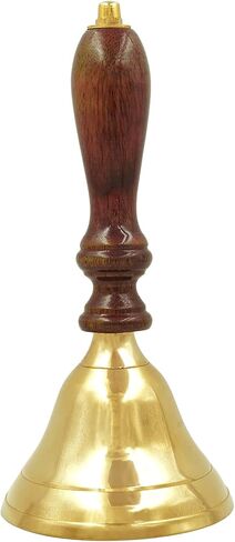 Shubhkart Wooden brass Classic Bell- for Wedding Events Decoration, Food Line, Alarm, Jingles, Ringing, Service Bell (Medium) in Kuwait